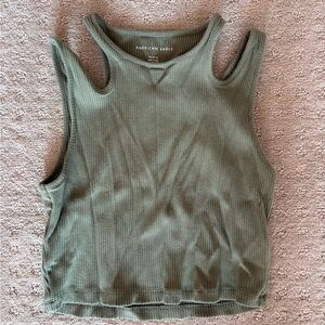 American Eagle Outfitters Sage Ribbed Tank Top